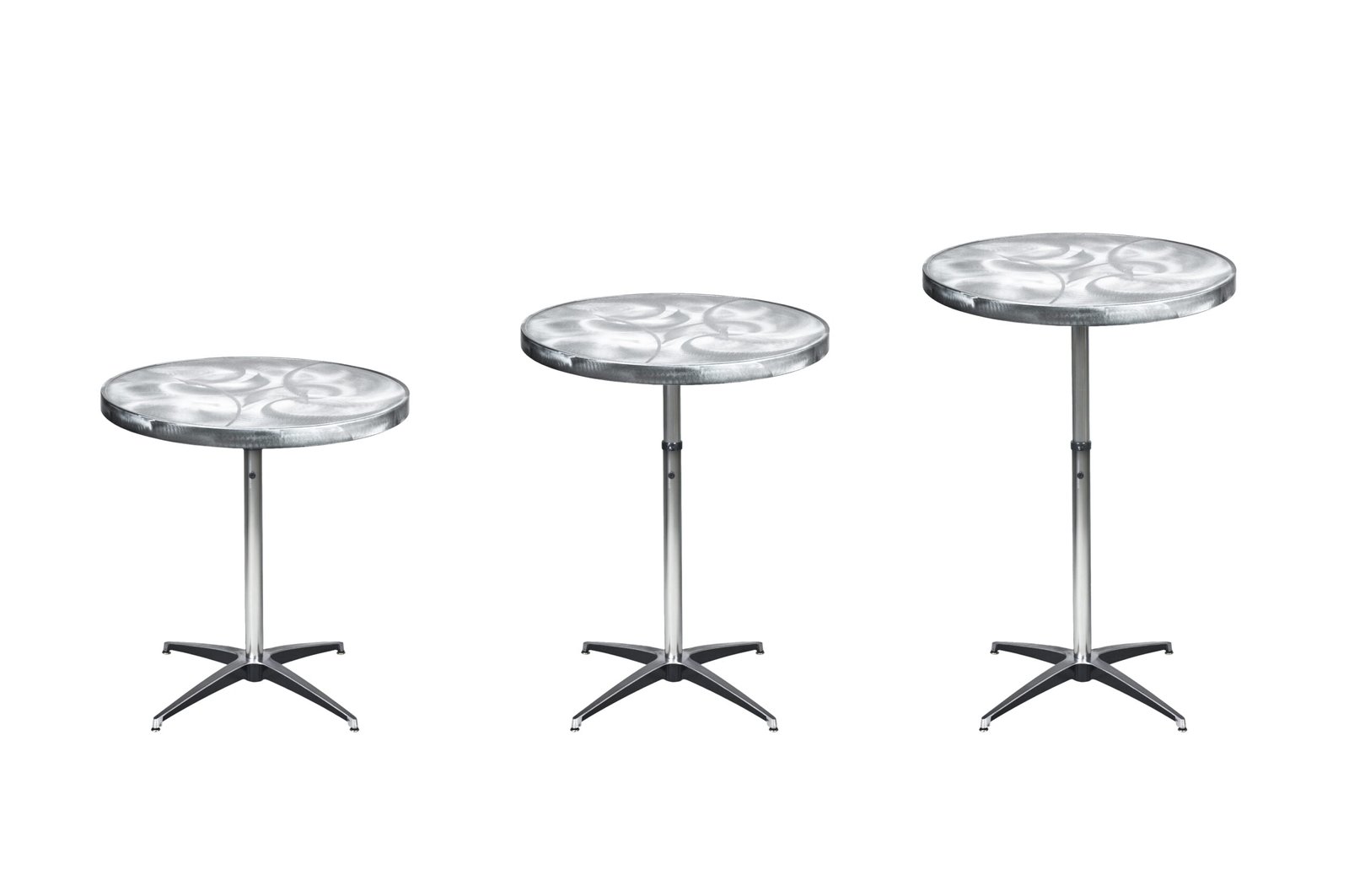 Knockdown Pedestal Table - Adjustable Base, Satin Swirl