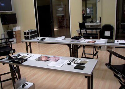 18" x 60" Roman II Leg Alulite Tables in a classroom setup